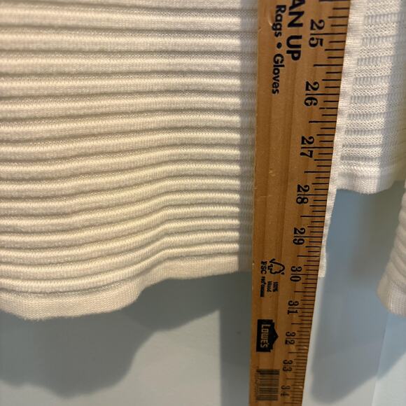 Talbots Petites Sweater Women Large Petite Cream Ecru Open Front Ribbed Cardigan - Picture 6 of 9